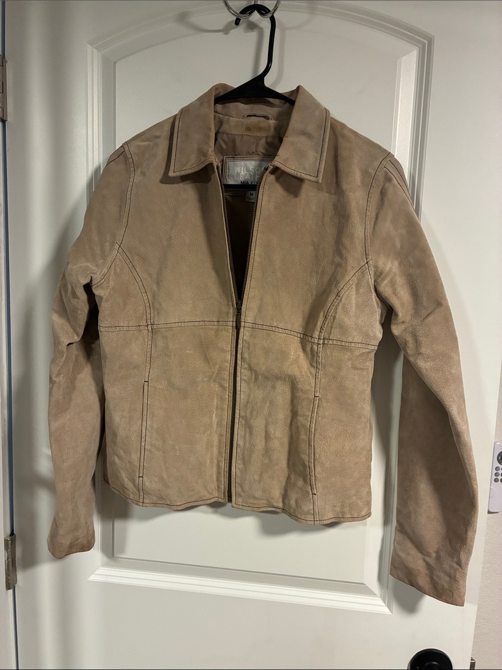 Wilsons Leather Taupe Suede Zip Jacket